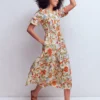 Irene Puff Sleeve Cotton Dress Multi, Botanical Flourish Irene Puff Sleeve Cotton Dress Multi, Botanical Flourish