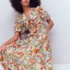 Irene Puff Sleeve Cotton Dress Multi, Botanical Flourish Irene Puff Sleeve Cotton Dress Multi, Botanical Flourish