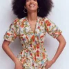 Irene Puff Sleeve Cotton Dress Multi, Botanical Flourish Irene Puff Sleeve Cotton Dress Multi, Botanical Flourish