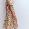 Irene Puff Sleeve Cotton Dress Multi, Botanical Flourish Irene Puff Sleeve Cotton Dress Multi, Botanical Flourish