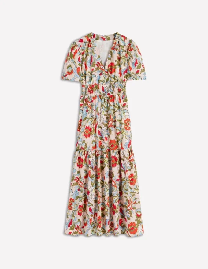 Irene Puff Sleeve Cotton Dress Multi, Botanical Flourish Irene Puff Sleeve Cotton Dress Multi, Botanical Flourish