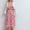 Irene Puff Sleeve Cotton Dress Pink, Blossomy Garden Irene Puff Sleeve Cotton Dress Pink, Blossomy Garden
