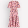 Irene Puff Sleeve Cotton Dress Pink, Blossomy Garden Irene Puff Sleeve Cotton Dress Pink, Blossomy Garden