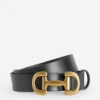 Iris Snaffle-Trim Leather Belt Black Iris Snaffle-Trim Leather Belt Black