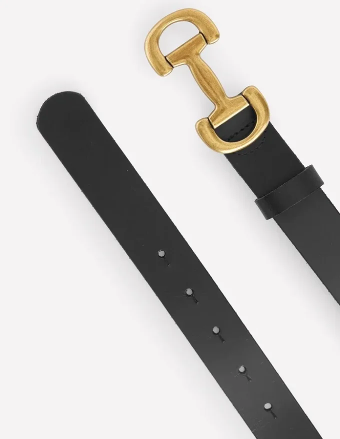 Iris Snaffle-Trim Leather Belt Black Iris Snaffle-Trim Leather Belt Black