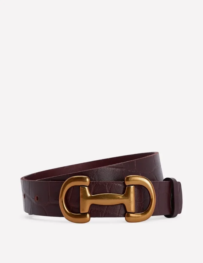 Iris Snaffle-Trim Leather Belt Croc Iris Snaffle-Trim Leather Belt Croc