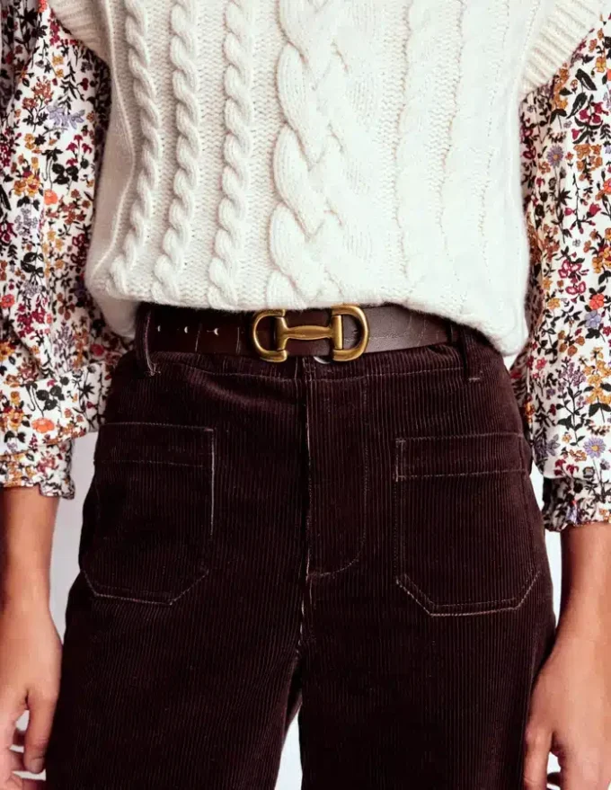 Iris Snaffle-Trim Leather Belt Croc Iris Snaffle-Trim Leather Belt Croc