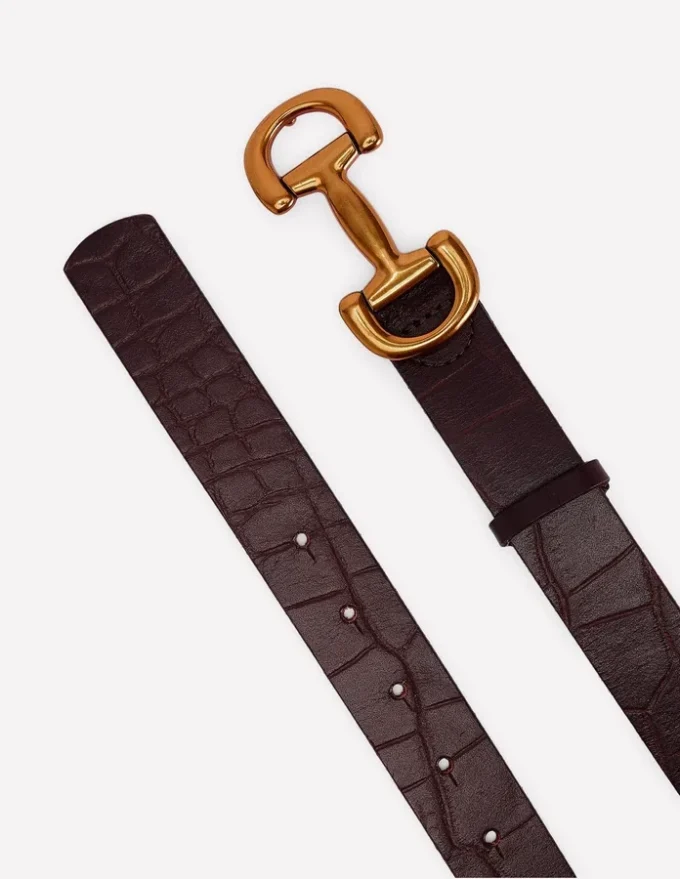 Iris Snaffle-Trim Leather Belt Croc Iris Snaffle-Trim Leather Belt Croc