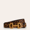 Iris Snaffle-Trim Leather Belt Leopard Iris Snaffle-Trim Leather Belt Leopard