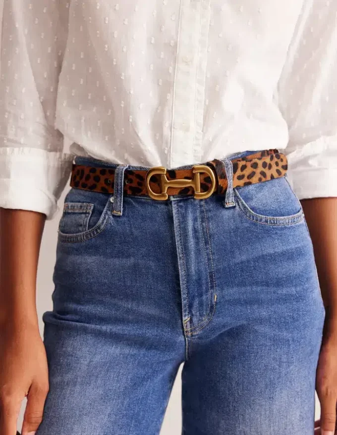 Iris Snaffle-Trim Leather Belt Leopard Iris Snaffle-Trim Leather Belt Leopard