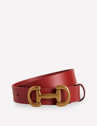 Iris Snaffle-Trim Leather Belt RED