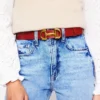 Iris Snaffle-Trim Leather Belt RED Iris Snaffle-Trim Leather Belt RED
