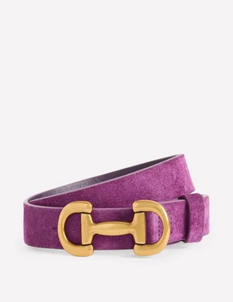 Iris Snaffle-Trim Leather Belt Regal Purple