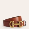 Iris Snaffle-Trim Leather Belt Tan Iris Snaffle-Trim Leather Belt Tan
