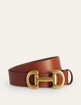 Iris Snaffle-Trim Leather Belt Tan