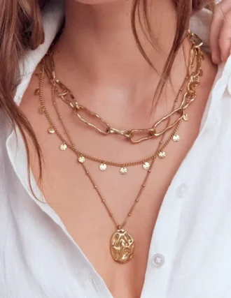 Irregular Layered Necklace Gold Colour