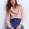 Isabel Ruffle Cotton Shirt Ivory, Heart Confetti Isabel Ruffle Cotton Shirt Ivory, Heart Confetti