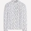 Isabel Ruffle Cotton Shirt Navy and Ivory, Painted Dot Isabel Ruffle Cotton Shirt Navy and Ivory, Painted Dot