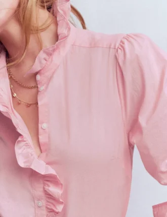 Isabel Ruffle Cotton Shirt Spring Blossom Pink