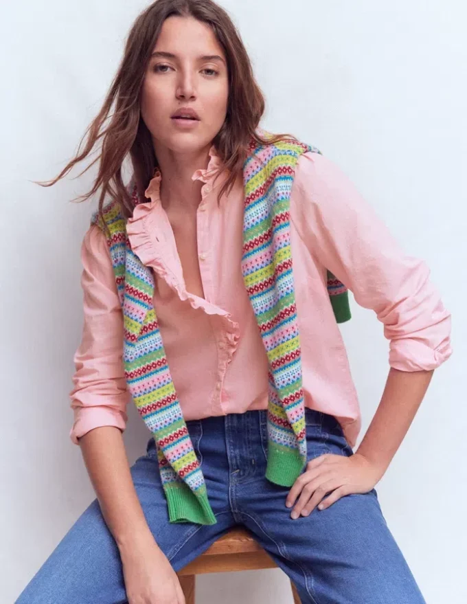 Isabel Ruffle Cotton Shirt Spring Blossom Pink Isabel Ruffle Cotton Shirt Spring Blossom Pink