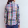 Isabel Ruffle Linen Shirt Blue, Pink and Green Madras Isabel Ruffle Linen Shirt Blue, Pink and Green Madras
