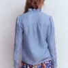 Isabel Ruffle Linen Shirt Chambray Isabel Ruffle Linen Shirt Chambray