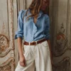 Isabel Ruffle Linen Shirt Chambray Isabel Ruffle Linen Shirt Chambray