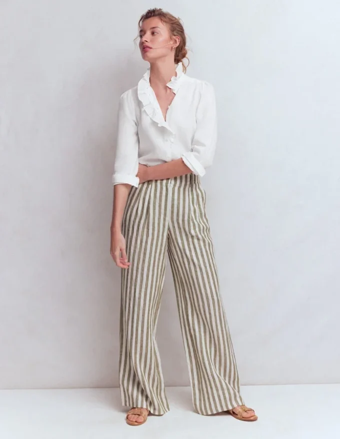 Isabel Ruffle Linen Shirt White Isabel Ruffle Linen Shirt White