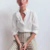 Isabel Ruffle Linen Shirt White Isabel Ruffle Linen Shirt White