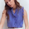 Isabel Sleeveless Broderie Top Cornflower Blue Isabel Sleeveless Broderie Top Cornflower Blue