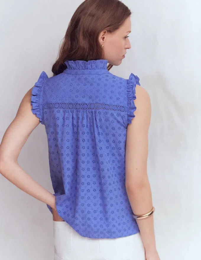 Isabel Sleeveless Broderie Top Cornflower Blue Isabel Sleeveless Broderie Top Cornflower Blue