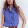 Isabel Sleeveless Broderie Top Cornflower Blue Isabel Sleeveless Broderie Top Cornflower Blue
