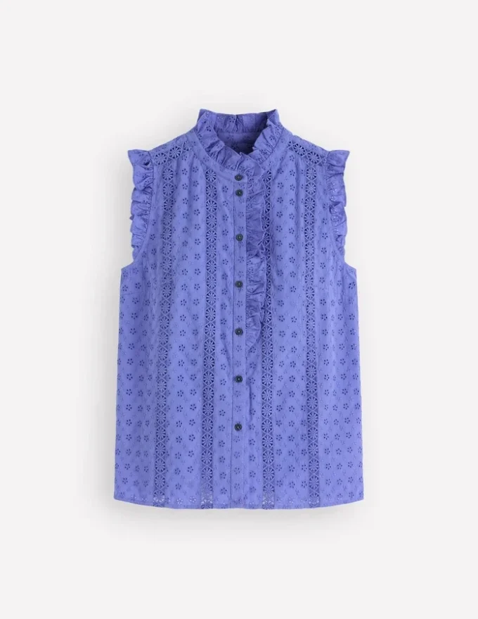 Isabel Sleeveless Broderie Top Cornflower Blue Isabel Sleeveless Broderie Top Cornflower Blue