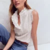 Isabel Sleeveless Broderie Top White Isabel Sleeveless Broderie Top White