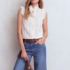 Isabel Sleeveless Broderie Top White Isabel Sleeveless Broderie Top White