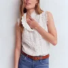 Isabel Sleeveless Broderie Top White Isabel Sleeveless Broderie Top White
