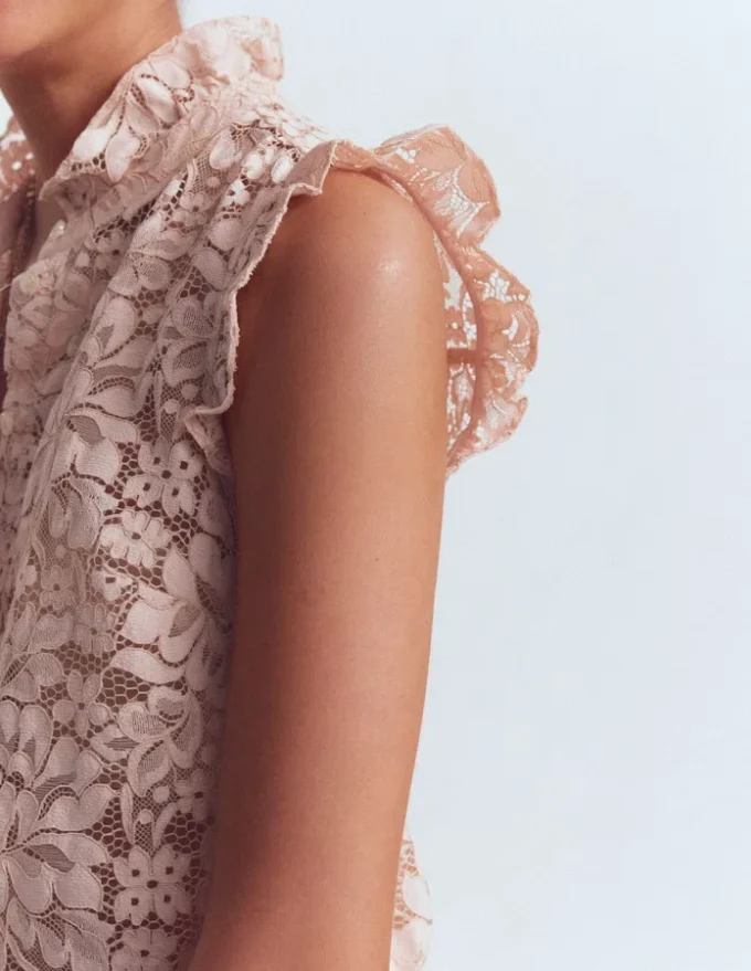 Isabel Sleeveless Lace Top Pale Pink Isabel Sleeveless Lace Top Pale Pink