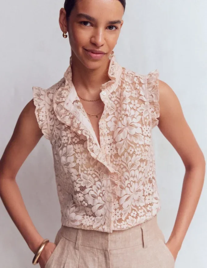 Isabel Sleeveless Lace Top Pale Pink Isabel Sleeveless Lace Top Pale Pink