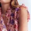 Isabel Sleeveless Linen Top Blooming Pink, Blossomy Garden Isabel Sleeveless Linen Top Blooming Pink, Blossomy Garden
