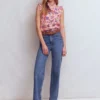 Isabel Sleeveless Linen Top Blooming Pink, Blossomy Garden Isabel Sleeveless Linen Top Blooming Pink, Blossomy Garden
