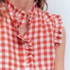 Isabel Sleeveless Linen Top Burnt Red Gingham Isabel Sleeveless Linen Top Burnt Red Gingham