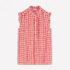 Isabel Sleeveless Linen Top Burnt Red Gingham Isabel Sleeveless Linen Top Burnt Red Gingham
