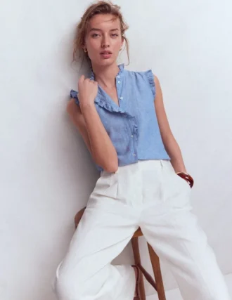 Isabel Sleeveless Linen Top Chambray
