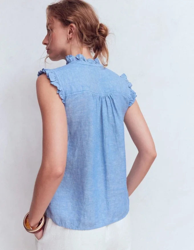 Isabel Sleeveless Linen Top Chambray Isabel Sleeveless Linen Top Chambray