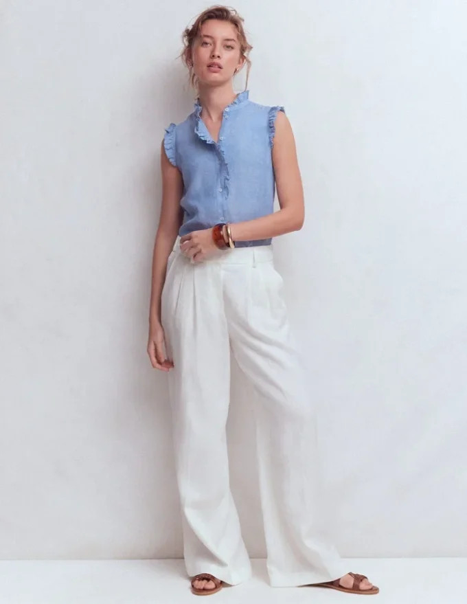 Isabel Sleeveless Linen Top Chambray Isabel Sleeveless Linen Top Chambray