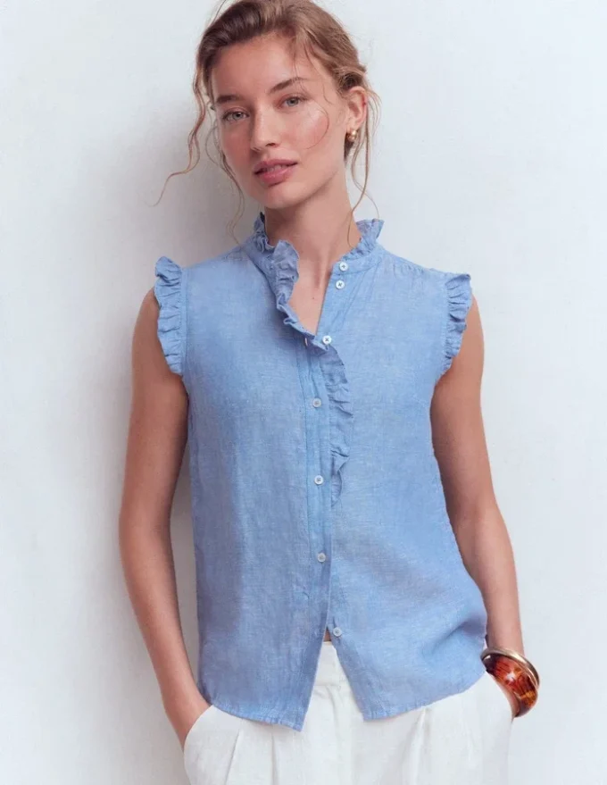 Isabel Sleeveless Linen Top Chambray Isabel Sleeveless Linen Top Chambray