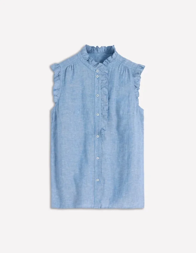 Isabel Sleeveless Linen Top Chambray Isabel Sleeveless Linen Top Chambray