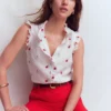 Isabel Sleeveless Linen Top Floral Embroidery Isabel Sleeveless Linen Top Floral Embroidery