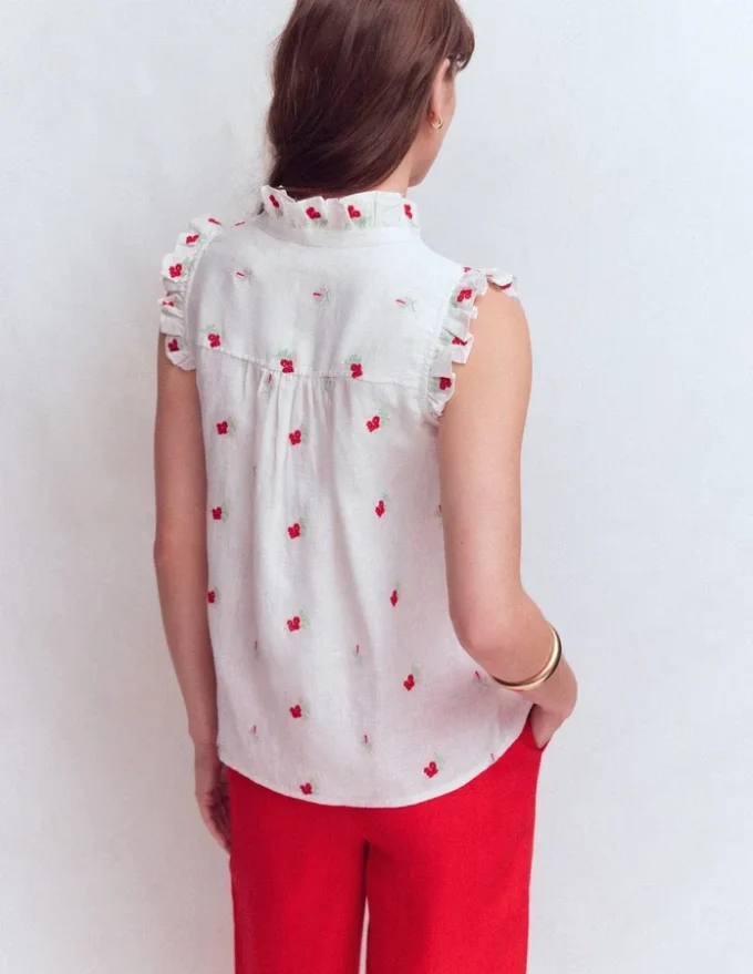 Isabel Sleeveless Linen Top Floral Embroidery Isabel Sleeveless Linen Top Floral Embroidery