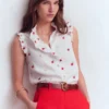Isabel Sleeveless Linen Top Floral Embroidery Isabel Sleeveless Linen Top Floral Embroidery